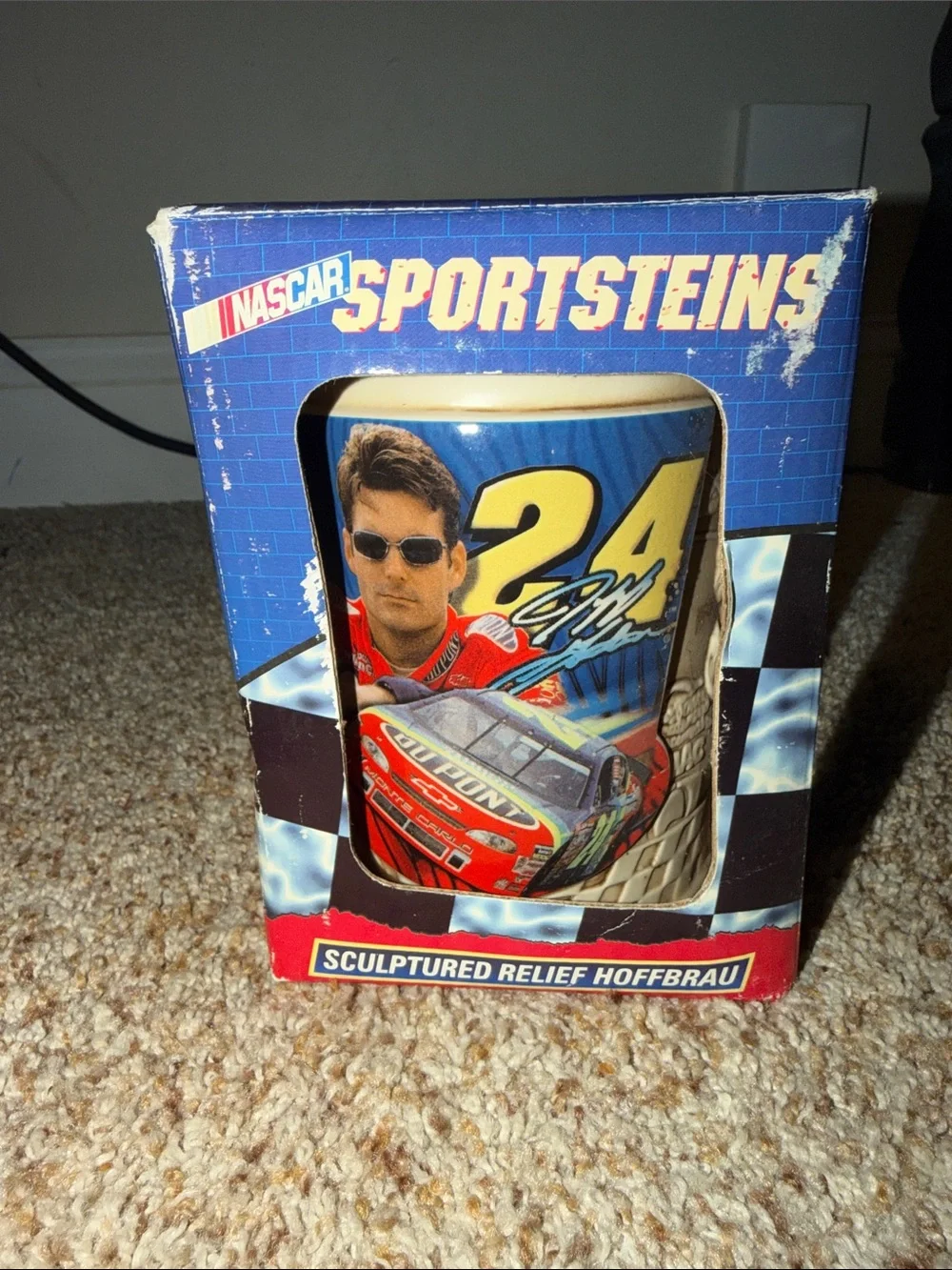 1997 NASCAR SPORTSTEINS 3-D Dale Earnhardt Sculptured Relief Hoffbrau Beer Mug